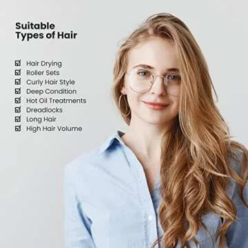 Segbeauty Bonnet Hooded Hair Dryer Attachment, Extra Large Upgraded Drying Heat Cap with Elastic Strap, Adjustable Deep Conditioning Cap for Natural Curly Textured Hair Care Styling Fast Drying Sliver