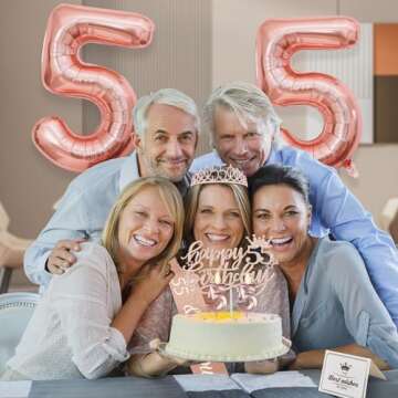 55 Birthday Decorations for Women Including 55th Birthday Sash, 55 Birthday Tiara, Birthday Candles ...