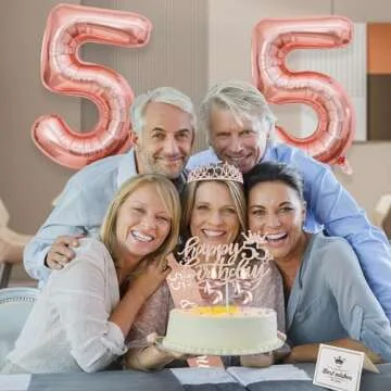 55 Birthday Decorations for Women Including 55th Birthday Sash, 55 Birthday Tiara, Birthday Candles ...
