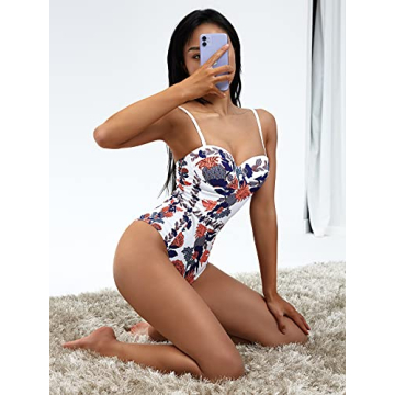 SOLY HUX Women's Floral Print Monokini Swimsuit Style