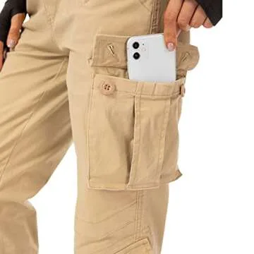 Women's Cotton Casual Cargo Pants with 8 Pockets
