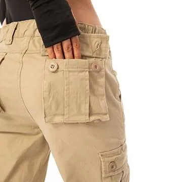 Women's Cotton Casual Cargo Pants with 8 Pockets