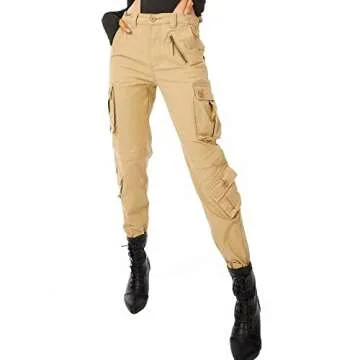 Women's Cotton Casual Cargo Pants with 8 Pockets