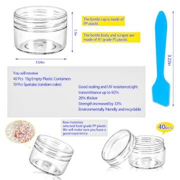 MotBach 40 PCS 15g Empty Plastic Containers with Clear Lids,Small Makeup Sample Containers,0.5oz Sma...