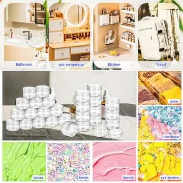 MotBach 40 PCS 15g Empty Plastic Containers with Clear Lids,Small Makeup Sample Containers,0.5oz Small Sample Pot Jars Round Travel Cosmetic Jars with Spatulas for Liquid Sample Powder Cream Lotion