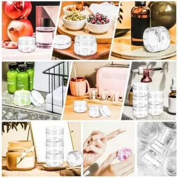 MotBach 40 PCS 15g Empty Plastic Containers with Clear Lids,Small Makeup Sample Containers,0.5oz Small Sample Pot Jars Round Travel Cosmetic Jars with Spatulas for Liquid Sample Powder Cream Lotion