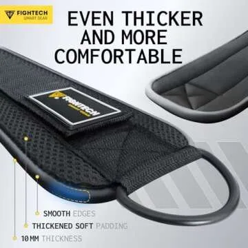 FIGHTECH Ankle Straps Cable Machine Attachment for Gym - Cable Kickback Ankle Straps - Padded Ankle Cuffs for Glute Kickbacks and Leg Workouts (Black PRO)