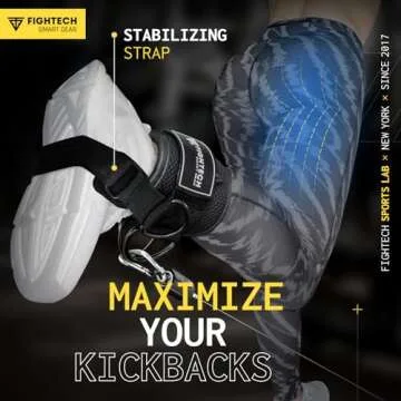 FIGHTECH Ankle Straps Cable Machine Attachment for Gym - Cable Kickback Ankle Straps - Padded Ankle Cuffs for Glute Kickbacks and Leg Workouts (Black PRO)