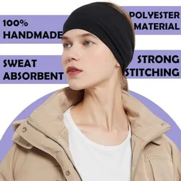 Stylish Lotus78 12 Wide Non-Slip Headbands for Women