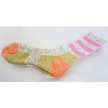 SEOULSTORY7 5Pack Women's Multi Performance Padded Hiking/Outdoor Crew Socks 5Pack Assortment Solid3P /Stripe2P Medium