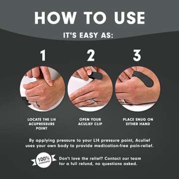 Aculief 1-Pack Wearable Natural Acupressure Support for Relaxation, Headache, Migraine, Stress Alleviation & Tension Relief, Soothes Muscle Pain Simple & Effective (Regular/Black)