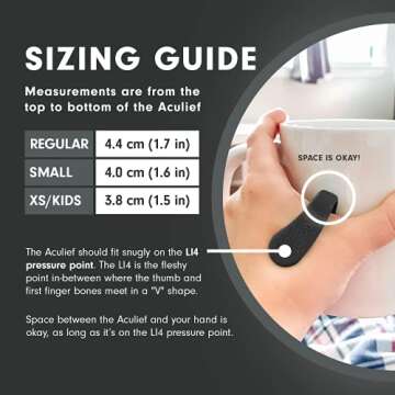 Aculief 1-Pack Wearable Natural Acupressure Support for Relaxation, Headache, Migraine, Stress Alleviation & Tension Relief, Soothes Muscle Pain Simple & Effective (Regular/Black)