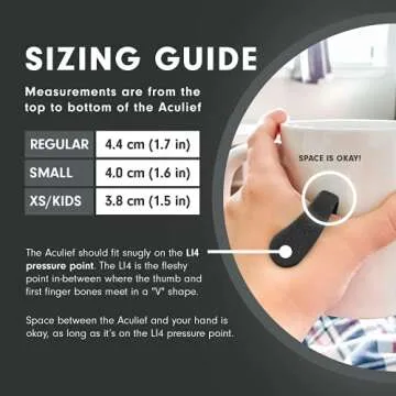 Aculief 1-Pack Wearable Natural Acupressure Support for Relaxation, Headache, Migraine, Stress Alleviation & Tension Relief, Soothes Muscle Pain Simple & Effective (Regular/Black)