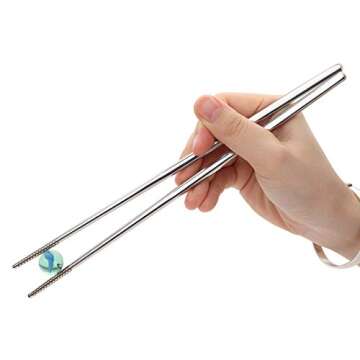 Devico Chopsticks, Metal Chopsticks, 18/10 Stainless Steel Chopstick Set, Reusable, Dishwasher Safe ...