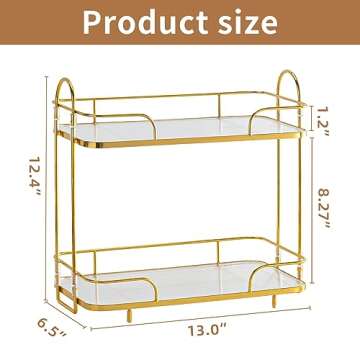 Seoneiro 2 Tier Corner Bathroom Counter Organizer, Cosmetic Skincare Organizer, Bathroom Countertop Perfume Tray Vanity Organizer, Kitchen Spice Corner Storage Shelf