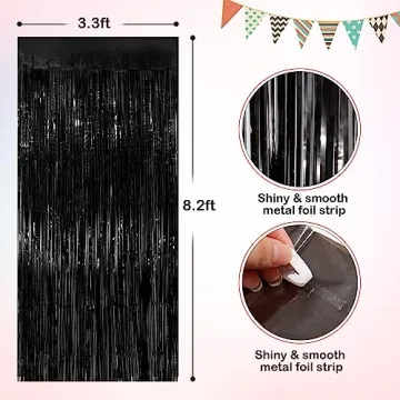 Black Tinsel Foil Fringe Curtains for Parties