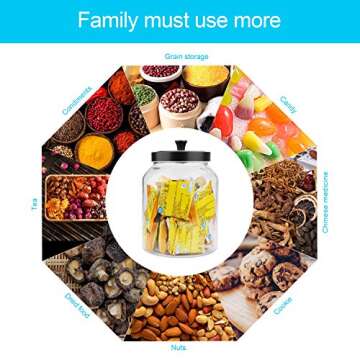 Glass Jars With Sealed Lids,Clear Glass Food Storage Container with Black Brushed Metal lids,100 OZ(Set of 3)