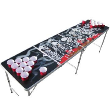 Bones Portable Beer Pong Table with Cup Holes for Football Tailgating, Camping, Halloween Decoration Games.