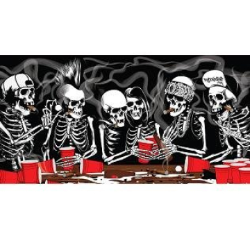 Bones Portable Beer Pong Table with Cup Holes for Football Tailgating, Camping, Halloween Decoration Games.