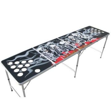 Bones Portable Beer Pong Table with Cup Holes for Football Tailgating, Camping, Halloween Decoration Games.