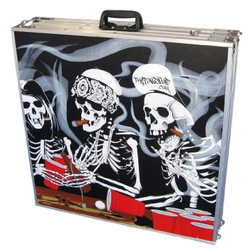 Bones Portable Beer Pong Table with Cup Holes for Football Tailgating, Camping, Halloween Decoration Games.