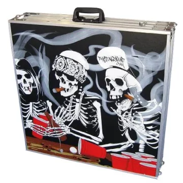 Bones Portable Beer Pong Table with Cup Holes for Football Tailgating, Camping, Halloween Decoration Games.