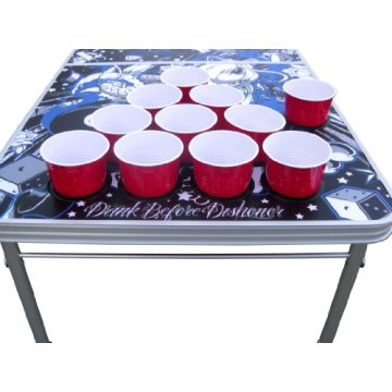 Bones Portable Beer Pong Table with Cup Holes for Football Tailgating, Camping, Halloween Decoration Games.