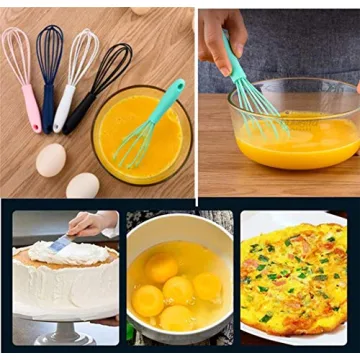 LAPXSNZD 5 Pcs Colorful Silicone Whisk Set for Baking