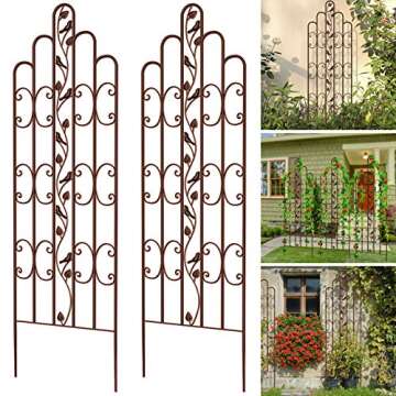 AMAGABELI GARDEN & HOME 2 Pack Large Garden Trellis 71” x 21” Heavy Duty Rustproof Brown Iron Pl...