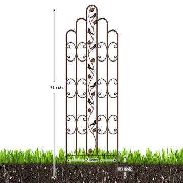 AMAGABELI GARDEN & HOME 2 Pack Large Garden Trellis 71” x 21” Heavy Duty Rustproof Brown Iron Plant Trellis for Potted Plant Support Tall Wall Metal Trellis for Rose Vine Vegetable Cucumber