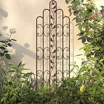 AMAGABELI GARDEN & HOME 2 Pack Large Garden Trellis 71” x 21” Heavy Duty Rustproof Brown Iron Plant Trellis for Potted Plant Support Tall Wall Metal Trellis for Rose Vine Vegetable Cucumber