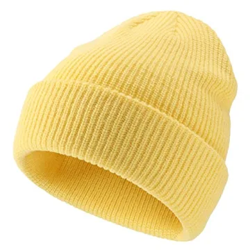 Connectyle Classic Men's Warm Winter Hats Acrylic Knit Cuff Beanie Cap Daily Beanie Hat (Light Yellow)