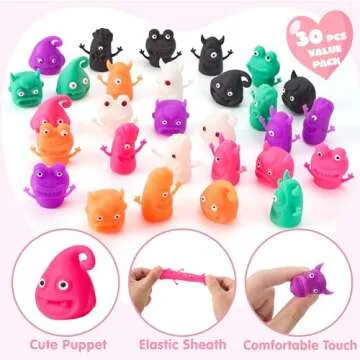 JOYIN 30 Packs Valentine's Day Finger Puppets with Cards, Classroom Exchange Gift for Kids, Valentine's Party Favors, Holiday Reward Prizes