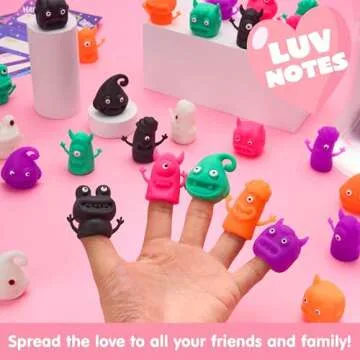 JOYIN 30 Packs Valentine's Day Finger Puppets with Cards, Classroom Exchange Gift for Kids, Valentine's Party Favors, Holiday Reward Prizes