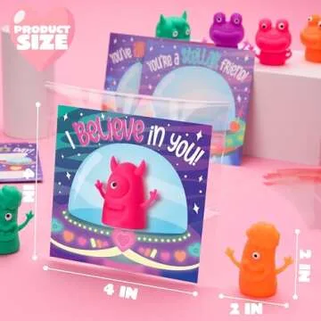 JOYIN 30 Packs Valentine's Day Finger Puppets with Cards, Classroom Exchange Gift for Kids, Valentine's Party Favors, Holiday Reward Prizes