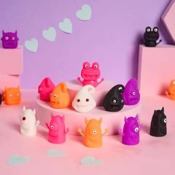 JOYIN 30 Packs Valentine's Day Finger Puppets with Cards, Classroom Exchange Gift for Kids, Valentine's Party Favors, Holiday Reward Prizes