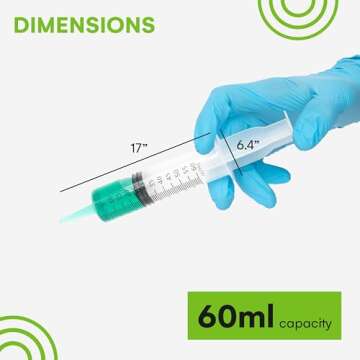 Care Touch 60mL Syringe with Catheter Tip, 50 Large Medicine Syringes for Liquids, 60 ml Plastic Syringe - Feeding Syringe - Disposable & Individually Wrapped, Great for Home Care Use