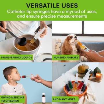 Care Touch 60mL Syringe with Catheter Tip, 50 Large Medicine Syringes for Liquids, 60 ml Plastic Syringe - Feeding Syringe - Disposable & Individually Wrapped, Great for Home Care Use