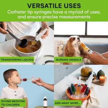 Care Touch 60mL Syringe with Catheter Tip, 50 Large Medicine Syringes for Liquids, 60 ml Plastic Syringe - Feeding Syringe - Disposable & Individually Wrapped, Great for Home Care Use