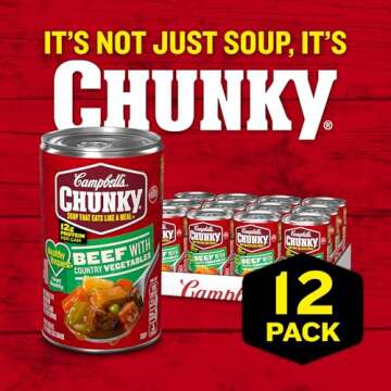 Campbell’s Chunky Healthy Request Soup, Beef Soup with Country Vegetables, 18.8 Oz Can (Case of 12...