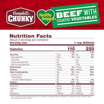 Campbell’s Chunky Healthy Request Soup, Beef Soup with Country Vegetables, 18.8 Oz Can (Case of 12)