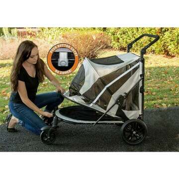 Pet Gear NO-Zip Stroller with Gel-Filled Tires