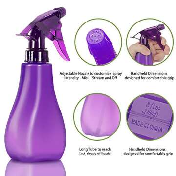 8 Oz Refillable Spray Bottles Set - 4 Colorful Triggers