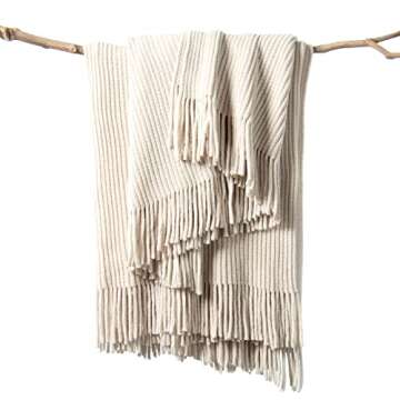 lifein Throw Blanket for Couch - Soft Boho Throw Blanket, Cozy Knit Small Lightweight Blankets & Throws for Bed,Chair,Sofa,Living Room,Home Decor(50 * 60 inches)