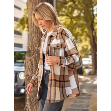 AUTOMET Womens Flannel Shacket - Stylish Layering Essential