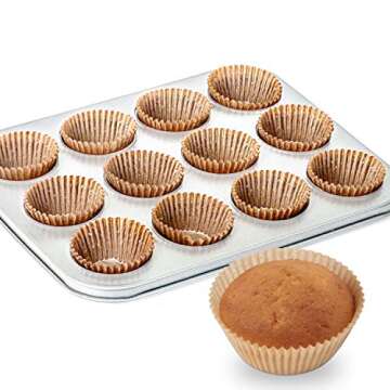 Caperci Standard Natural Cupcake Liners 500 Count, No Smell, Parchment Paper Muffin Liners, Food Grade & Grease-Proof Baking Cups