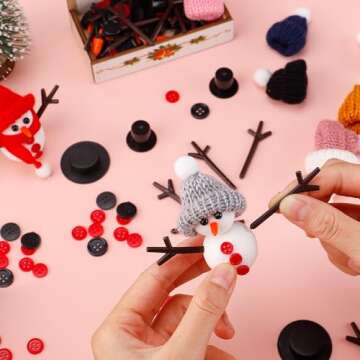Cosweet 290 Pcs Snowman Crafts Buttons Kit for Kids- Build a Snowman Kit for Party Favors Winter Activities DIY Crafts Sewing Christmas Stocking Stuffers Gift 3 Years + Kids