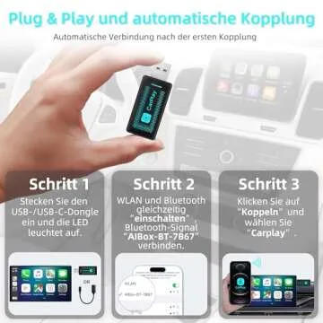 Pashlysh Wireless Carplay Adapter for iPhone, 2024 Upgrade, USB CarPlay Wireless Stick, Easy Plug and Play, Compatible with 2016 and Newer Cars and iPhone iOS 10+