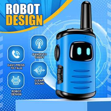 Walkie Talkies Toys for Kids 3-6: DASTION-99 Mini Robots Walkies Talkie for 3 4 5 6 Year Old Boys Toys for 3-5 Year Old Boy Outdoor Games Christmas Birthday Gifts for Kids Blue 2 Pack