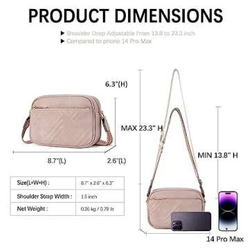 BOSTANTEN Quilted Crossbody Bags for Women Vegan Leather Purses Small Shoulder Handbags with Wide Strap Pink